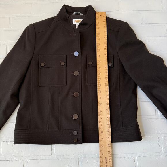 Talbots Women's Brown Wool Military Style Italy Lightweight Jacket sz 8 - Picture 6 of 8